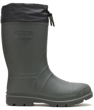 Kamik Forester Insulated Rubber Hunting Boots - Waterproof Insulated Boots for Men - Slip-Resistant Outsole for Hunting - Snow Shoes with Removable Liner - Mid-Calf Height, Black - 12