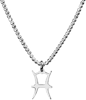SILBERMOOS Sternzeichen Damen Kette Fische Pisces, Anhänger mit Kugel-Kette 45 cm diamantiert aus Italien, 925 Sterling Silber