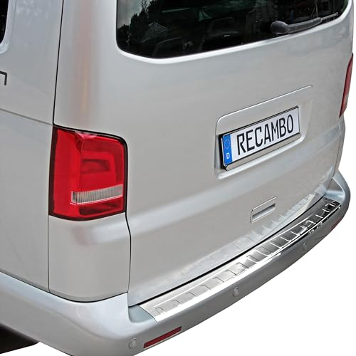 Recambo | Protector de Parachoques trasero | Compatible con VW T6 | Transporter CARAVELLE MULTIVAN | Acero Inoxidable Cromado | Protección borde de carga