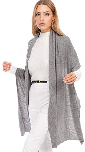 Marine Cashmere - Stola aus Kaschmir-Mischung für Damen, zartes und weiches Kaschmirgarn, MADE IN ITALY (Grau)