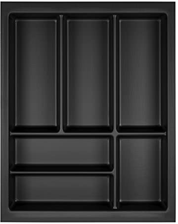 Orga-Box Junker Slim Besteckeinsatz 375 x 476 mm Lavagrau Perlstruktur | für 45er Schränke Küchen Besteckaufbewahrung passgenau für SO SLIM Schubladensystem