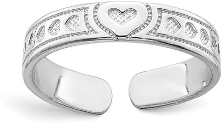 Zehenring aus 14 Karat Weißgold, poliert, Herzen, Schmuck für Damen, One Size, Metall Weißgold Goldfarben Metall: Weißgold, Kein Edelstein