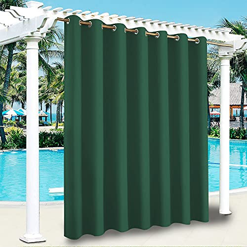 ele ELEOPTION Rideaux d'Extérieur Imperméables, Protection Anti-UV Coupe-Vent avec Oeillets, Rideaux Intérieur et Extérieur pour Pergola Jardin, Cour, Balcon (2 Pièces, Vert Foncé, 254 x 213 cm)