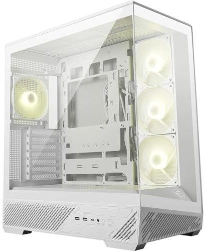 MSI MAG PANO 130R PZ WHITE - Mid-tower Gaming PC Case - Supports GPU up to 400 mm in length, Removable Dust Filters, USB 20Gbps (Type-C), Back-connect ATX & Micro-ATX Motherboard support