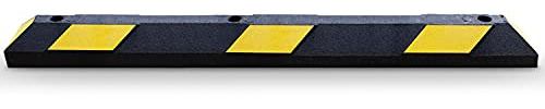 Parkplatzbegrenzer | Hartgummi, LxHxT: 120,0 x 10,0 x 15,0 cm | Mit gelben Reflexstreifen auch stirnseitig | Seitliche oder frontale Anwendung | Radstopp | gelb/schwarz
