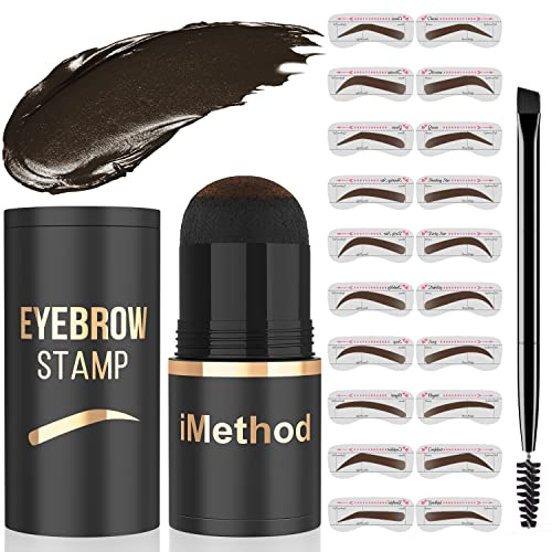 iMethod Eyebrow Stamp and Eyebrow Stencil Kit - Eyebrow Stamping Kit for Perfect Eyebrow Makeup, Eyebrow Pomade, 20 Eye brow Shaping Kit, Easy to Use, Long-Lasting, Black Brown