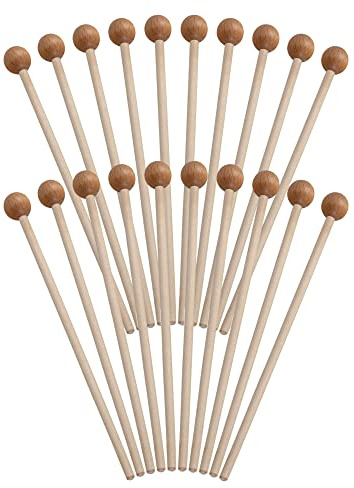 Classic Cantabile MG2218W Glockenspielschlägel 10 Paar, Stiel aus Ahorn | Runder Holz-Kopf aus Buche, Gesamtlänge: 22 cm, Kopfdurchmesser: 18 mm, Stieldurchmesser: 6 mm, Mit Holzkopf
