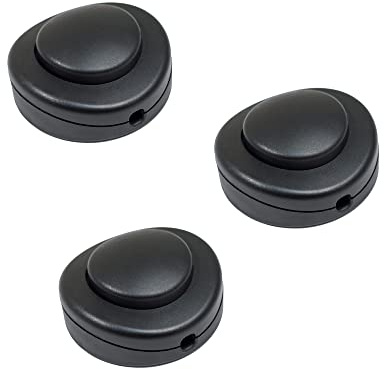 HALOTEC: Pack de 3 Interrupteurs pour Lampadaires | Interrupteur au sol pour lampe de sol | Interrupteur unipolaire pour lampadaire standard | Bouton d'interrupteur Rond | Noir
