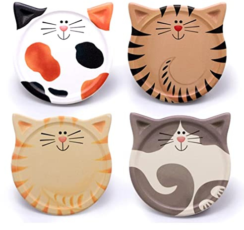 Pmandgk Sottobicchiere da 4 Pezzi, Sottobicchiere in Ceramica Che Assorbe L', Sottobicchiere per Gatti Carino, per Tavolino da caffè, Latte, caffè, Bevanda Calda, ECC.
