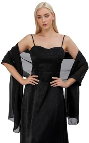 Proumhang Kvinnor Mjuka Chiffonsjalar Scarves Wraps för Brud brudtärna bröllop fest kväll Klänning och speciella tillfällen Klänningar 70cm x 200cm Svart