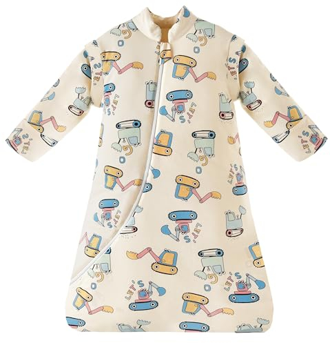 Chilsuessy Baby Schlafsack Winter 2.5 Tog für Neugeborene, Kleinkinder, Jungen und Mädchen - Ganzjahres Cartoon Bagger L (90-105 cm)