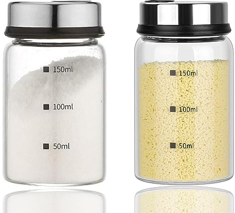 Aiareozy 2 pezzi Barattoli Spezie, Barattoli Portaspezie in Vetro Borosilicato, 150ml Contenitori Spezie, Barattoli Per Spezie con Coperchi Rotanti, per Cucina, per Cucina, Grigliate All'Aperto