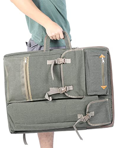 Bolsa Grande para Tablero de Dibujo de Tela Canva con Bolsillos, Bolsa de Arte Grande Multifunción Impermeable para Exteriores 66 X 50 Cm (Gris Ceniza)