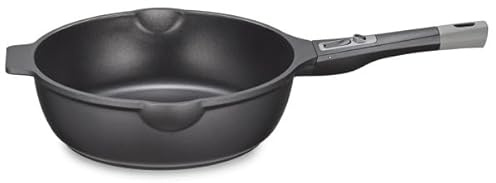 KÜCHENPROFI COOK MILANO Hochrand-Bratpfanne 28cm Aluminium | Pfanne Backofengeeignet | Abnehmbarer Griff | Aluminium Pfanne | Induktionspfanne | Für alle Herdarten, Schwarz | Aluminium-Gusspfanne, für alle Herdarten, induktionsgeeignet, backofenfest, abnehmbarer Griff, Gegengriff, 2 Ausgießer