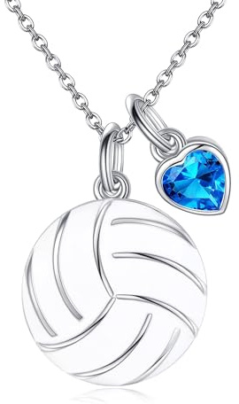 JERWLI volleyboll halsband 925 sterling silver volleyboll hänge halsband volleyboll smycken gåvor för volleyboll älskare kvinnor, Sterlingsilver
