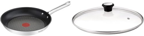 Tefal Duetto Pfanne A70404 | 24 cm | sichere Antihaftversiegelung & Glasdeckel 24 cm, Edelstahlfassung, Spülmaschinenfest, Dampfventil, Thermokunststoffgriff, 28097512