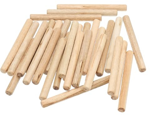 PATIKIL 2/5 Holzdübel, 200 Stück M10x100mm Holzdübel Hartholzstifte mit gerillter Nut für Handwerk Möbel Tür Kunst