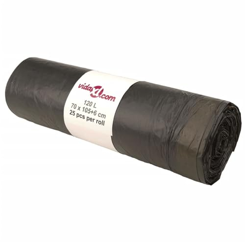 Homgoday Bolsas de basura con cordones, 250 unidades, color negro, 120 L, para el hogar y el jardín