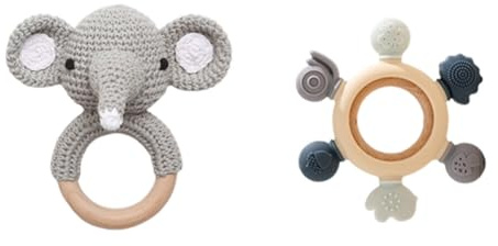 Aublinto Baby Beißring Baby Beissring Zahnungshilfe zum Kühlen geeignet mehrfarbiges ab 3 Monate Kühlende Zahnungshilfe und Beißspielzeug für Babys und Kleinkinder BPA frei