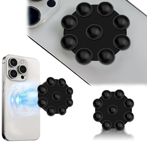 HSYTEK 2 Stück Saugnapf Handy, Selbstklebende Silikon Handy Kleber Rückseite Saugnapf, Anti-Rutsch Silikon Handyhalterung Saugnapf, Saugnapf Handyhülle für Mobile Stromversorgung