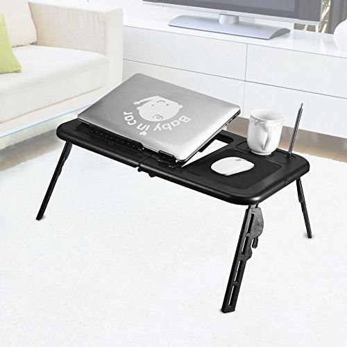 Rankomu Laptopbord justerbart bärbart vikbart bord säng skrivbordsstativ för dator bärbar dator bärbar dator PC, svart, lätt design, platsbesparande, mångsidig användning