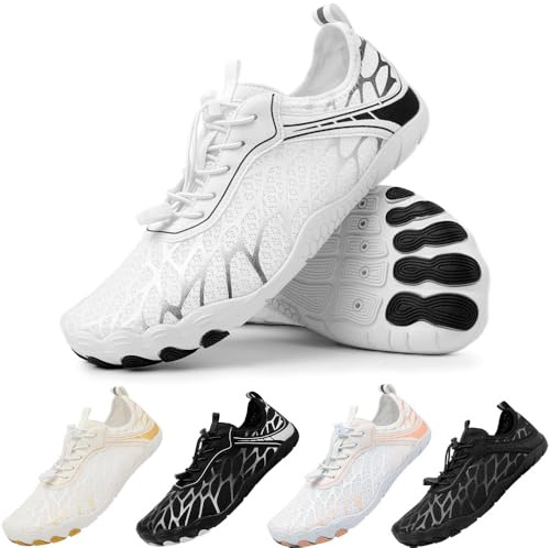 Baodenvi Chaussures de Plage Femmes Chaussure d'eau Hommes Chaussures de Bain Chaussures Aquatiques Séchage Rapide Chaussures de Surf Chaussures Pieds Nus Été Noir Blanc 39