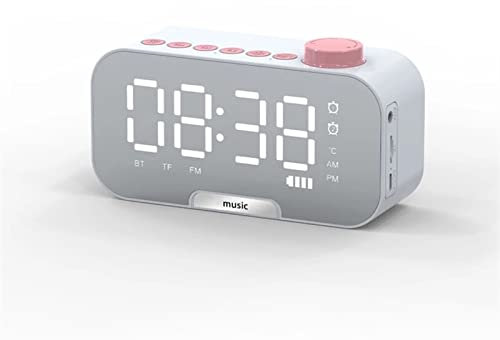 TAIBOSL Wecker, Wecker, kabellos, Bluetooth-Lautsprecher, tragbarer Spiegel-Wecker, HiFi-Unterstützung, TF-Karte, Tischuhr (weiß)