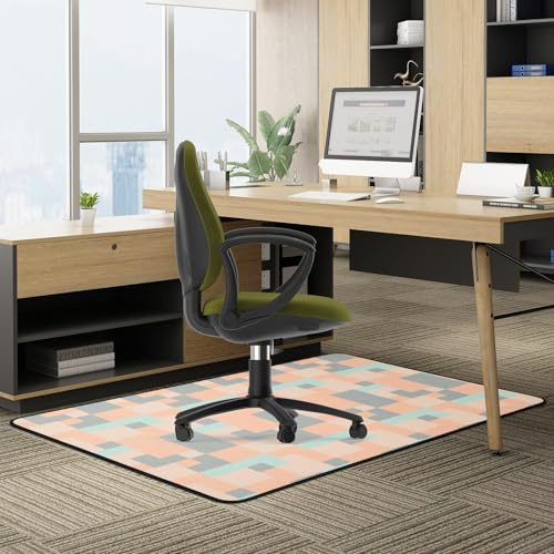 MUEZDUR Office Chair Mat for Carpeted & Hardwood Floor, 120x90cm Carpet Protector Chair Mat for Home Office Rolling Chair Easy Glide Heavy Duty Folding Mat (Mosaic)