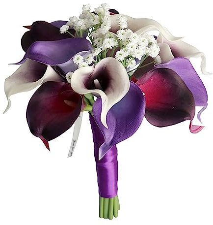 carotoe Bouquet da sposa per damigella d'onore, bouquet di calla-giglio artificiale per anniversario, addio al nubilato