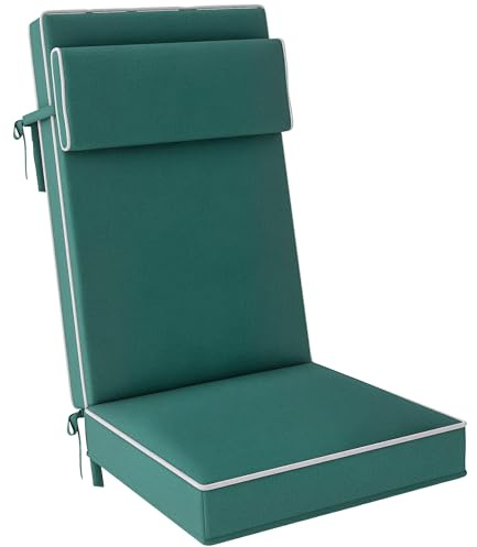 Outsunny Sitzkissen 120 x 47 x 9,5 cm wasserabweisend Stuhlkissen mit Bändern, Kopfstütze, UPF50+ Outdoor Indoor Sitzauflage, Sitzpolster für Klappstuhl, Essstuhl, Grün