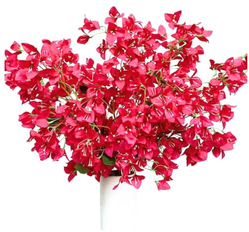 Genérico Flores Artificiales Cerezo -Almendro Bougainvillea– 4 a 10 Piezas –Colores Diferentes, Diseño Realista y Frondoso para Decoración – Flor de Seda Duradera (Bougainvillea Rosa 4 Ramas)