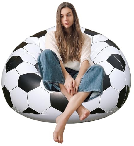 Tragbares Luftsofa, Fußball-Design, Luft-Lounge-Stuhl – einfach zu installierende Luftliege für Reisen, Picknick, Camping, Festivals,