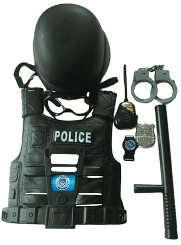 KBOLAE 9-teiliges Polizei-Kostüm für Kinder, Cosplay-Kostüm, Requisiten für Karneval, Bühnenauftritte