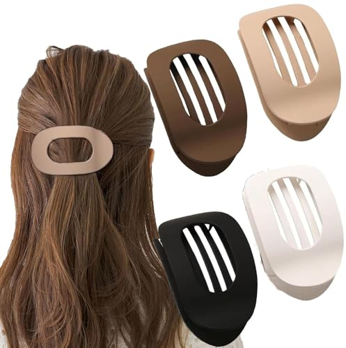 Flache Haarklammern für Damen & Mädchen, Elegante Entenschnabel-Haarspangen 2025, Einfache Haarklammern für Dickes & Dünnes Haar, Haaraccessoires (4pcs-A)