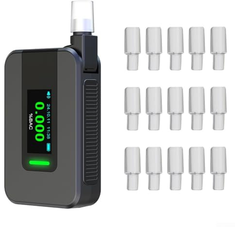 MeevrgR Ethylotest avec capteur électrochimique - Testeur de police précis avec écran IPS HD, mémoire 1500, USB-C, pour voiture et opération
