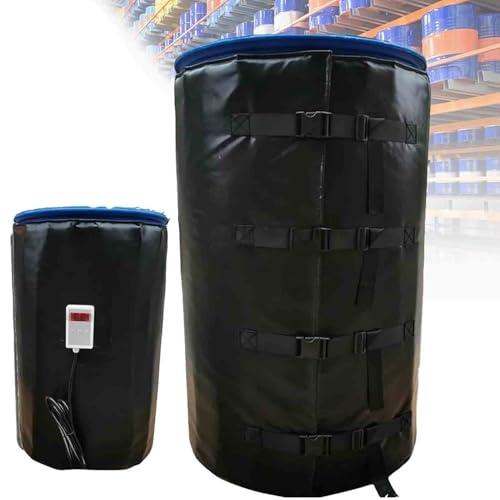 PioMue 200L/1000L IBC Ton Barrel Heater,with 0~150℃ Temperature Controller, Waterproof Heating Insulation Blanket,for Oil Drums, Pipes, Water Tanks Black-150℃200L