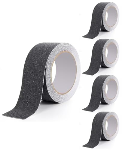 SEESUNO 4 Pack Grip Tape for Skateboard – 5cm x 5M Black Anti-Slip Tape, Waterproof Non-Slip Rubber Grip Tape for Outdoor Use
