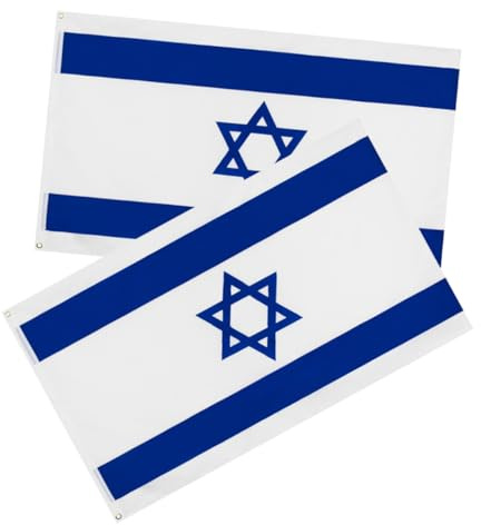 CIYODO 2 pièces Drapeau Israël Grand Format Polyester Résistant Décoloration Décoratif pour Célébrations et Événements Extérieur Lot
