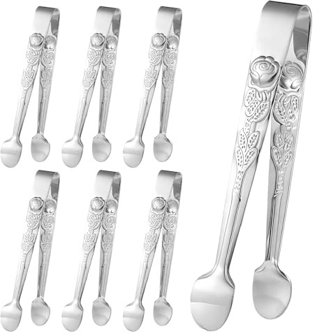 6 Pcs Mini Serving Tongs Sugar Cube Tongs 5Inch Small Tong for Serving, Tiny Stainless Steel Kitchen Tong for Appetizers, Tea Party, Coffee Bar, Desserts