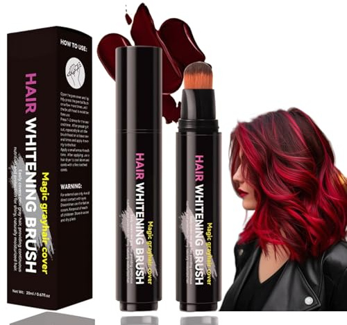 Semi-Permanent Hair & Beard Dye Stick for Men & Women Dark Root Touch Up Color Pen, Waterproof Long Lasting Coverage Instant Grey Coverage, 20ml Brush Volume Developer, Hair Colour Stick (Wine red)