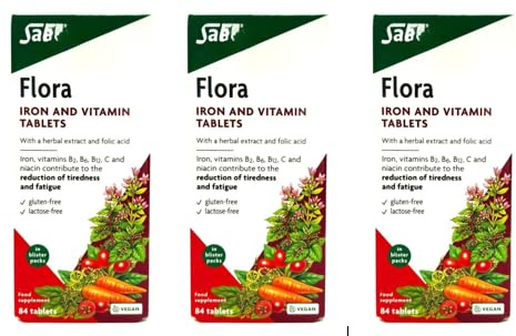 Compresse multivitaminiche, ferro e vitamine B2, B6, B12 e C, 84 conteggi, confezione da 3, 252 in totale