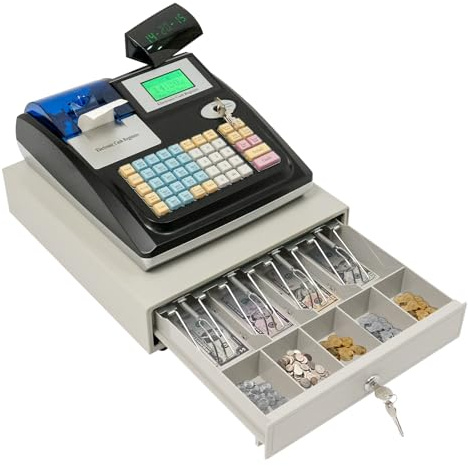 Sistema di registratore di cassa elettronico, doppio display, cassetto di cassa con display LED, tastiera, stampante di ricevute per vendita al dettaglio, ristorante, supermercato, piccole imprese