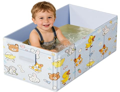 Bañera Portátil Infantil Estable y Ahorradora de Espacio con Tapón de | Compacta Bañera de Almacenaje Para ducha en casa, SPA, viajes, RV, balcón, exterior