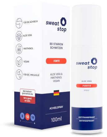 SweatStop Aloe Vera FORTE Antitranspirant Achsel Spray 100ml gegen starkes Achsel Schwitzen & Achselschweiß - Antiperspirant Deo für Sie & Ihn