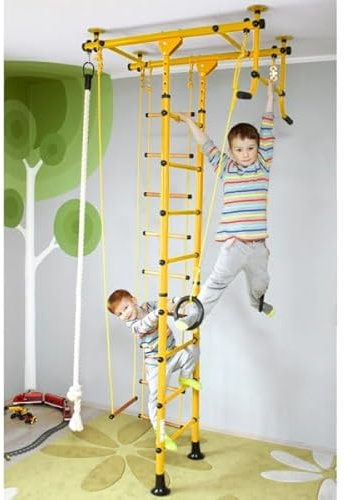 Niro Sportgeräte GmbH NIROSPORT espaldera Gimnasio, M1 Barras de Pared,Espaldera de Fitness, Complejo Deportivo de Gimnasia,2,40-2,90 m; 2,20-2,70 m; 2,00-2,50 m, Amarillo