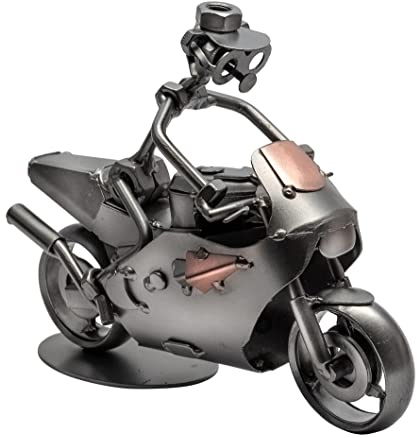 STEEMO Schraubenmännchen Motorrad Superbike Geschenk Metall-Deko 21x8x17 cm