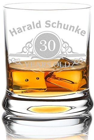 polar-effekt Whiskyglas mit Gravur personalisiert mit Name und Alter - Leonardo Tumbler 350 ml - Geschenkidee zum Geburtstag - Graviertes Whisky Glas - Geburtstagsgeschenke für Männer