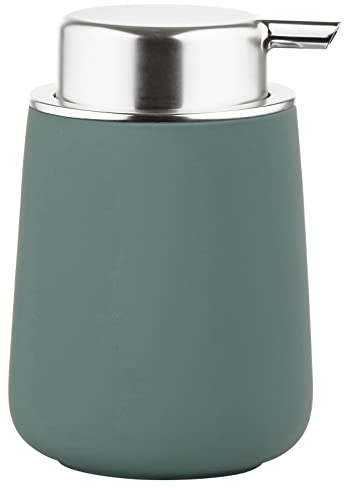 Zone Denmark Nova Seifenspender fürs Badezimmer, Spender aus Porzellan für Handseife/Flüssigseife, Durchm. 8 cm, Höhe 11,5 cm, Fassungsvermögen 250 ml, Petrol Green