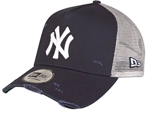 New Era New York Yankees Navy MLB Distressed A-Frame Adjustable Trucker Cap - One-Size