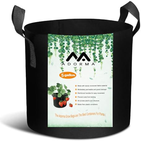 Adorma 12 Packs 5 Gallon Grow Bags, Heavy Duty 300G Thickened Nonwoven Fabric Plant Pots with Handle